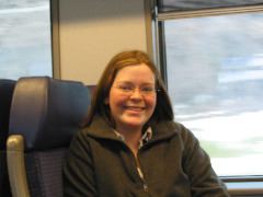 Liz on train to Milano