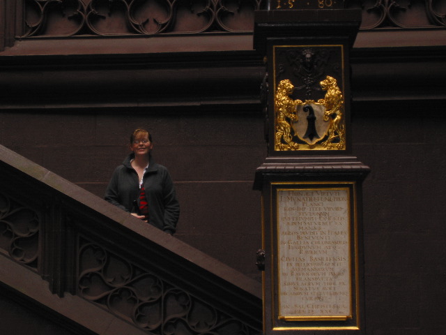 closeup of Liz on steps